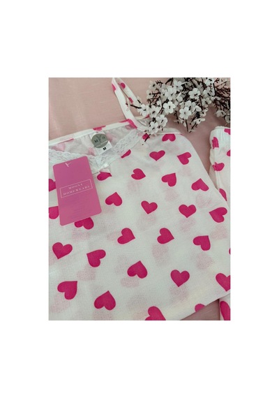 Mh Moony Homewears Pembe Kalp Askılı Şortlu Yazlık Pijama Takımı Çok Renkli Pembe Mh Moony Homewears Pembe Kalp Askılı Şortlu Yazlık Pijama Takımı Çok Renkli Pembe