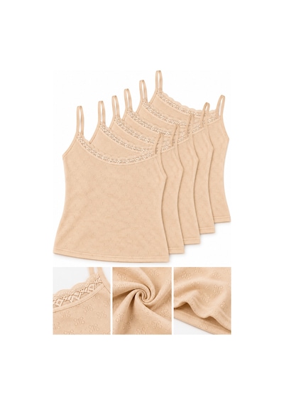 Westicgiyim Kadın Pamuklu İp Askılı Dantelli Atlet 6 Lı Paket %100 Pamuk Siyah Beyaz Ten M-l-xl-2xl