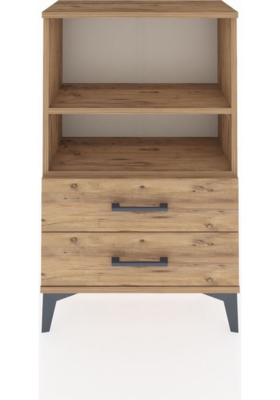 Arges Komodin 2 Raflı 2 Çekmeceli 60x30x96 Çam-çam Çam