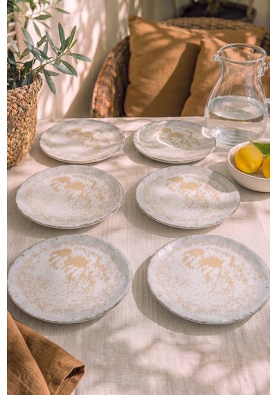 Vintage Cream Sirius 6'lı Pasta & Sunum Tabağı 22 Cm Çok Renkli