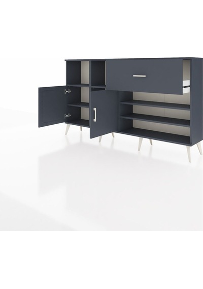 Arges Konsol 6 Raflı Tek Çekmeceli 2 Kapaklı 176x30x99 Antrasit-antrasit Antrasit - Antrasit Arges Konsol 6 Raflı Tek Çekmeceli 2 Kapaklı 176x30x99 Antrasit-antrasit Antrasit - Antrasit