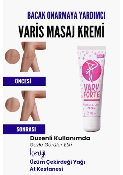 Var.is Bölgesi Için Bacak Onarmaya Yardımcı Besleyici Varyforte Masaj Kremi 100ml