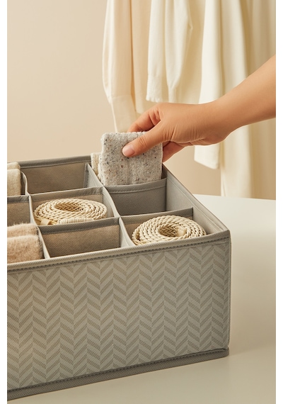 Ocean Home Textile 6'lı Bölmeli Gri Balıksırtı Çekmece İçi Düzenleyici Kutu Set