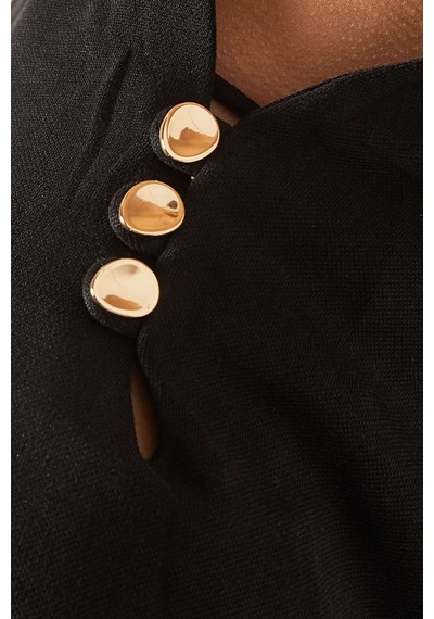 Acler Odder Midi Elbise - Jersey - %70 Viskoz, %30 Polyester - Çıkarılabilir Omuz Kolu Siyah