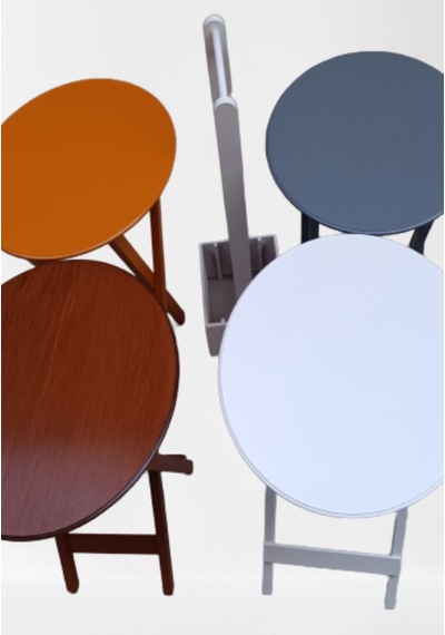 Çanta Zigon Sehpa Oval Dörtlü Model Ahşap Mdf Gri,ceviz,beyaz Ve Hardal Renk Uyumu El Yapımı