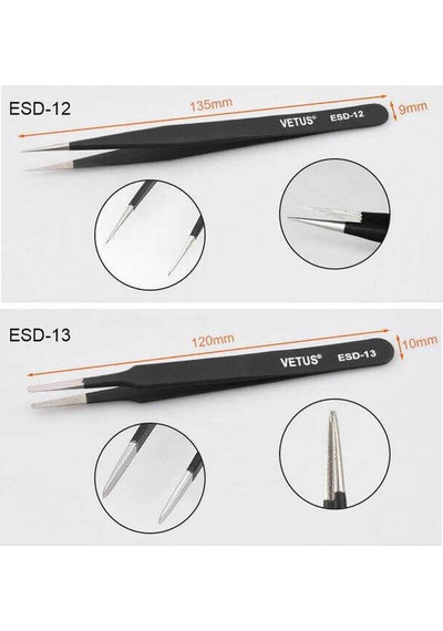 VETUS 7 Parça Hassas Elektronik Cımbız Seti Antistatik - Anodize