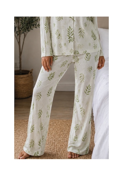 Fit Women Kadın Örme Gömlek Yaka Çağla Yeşili Pijama Takımı