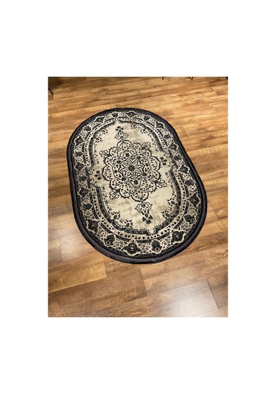 Magnifique Mq31j Antrasit-krem Oval Halı Çok Renkli
