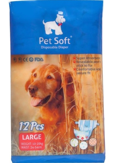 Pet Soft Köpek İçin Alt Tuvalet Bezi L Boy 12'li 34 - 54 CM