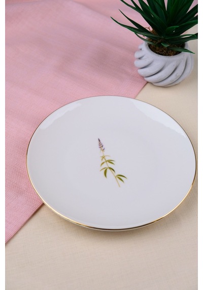 Tabak Evi Porselen Natura Salkım Altın Yaldız Pasta Tabağı 20,50cm Tekli Çok Renkli