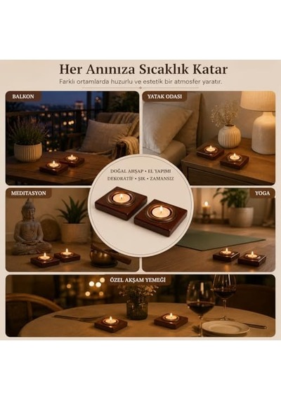 Bfastore El Yapımı Ahşap Tealight Mumluk Seti, Dekoratif Tasarım, 2 Adet, 9x7x1,5 Cm, Renk Seçenekli Koyu Maun Mumluk + Antik Renkli Hazne Altın Bfastore El Yapımı Ahşap Tealight Mumluk Seti, Dekoratif Tasarım, 2 Adet, 9x7x1,5 Cm, Renk Seçenekli Koyu Maun Mumluk + Antik Renkli Hazne Altın