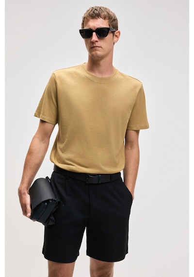 Grimelange Mocassın Erkek %100 Pamuk Relaxed Fit Yuvarlak Yaka Kısa Kollu Açık Haki T-shirt