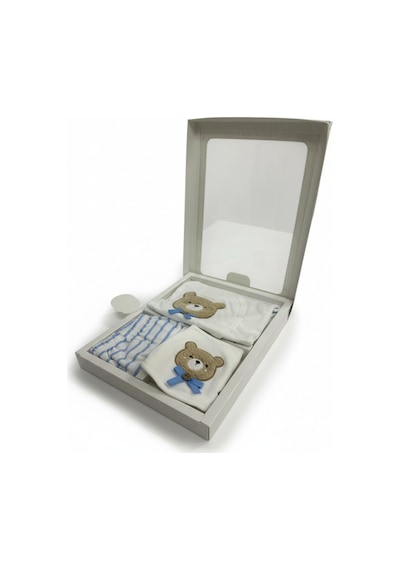 Balbeybi Yenidoğan Ayıcıklı 5 Parça Bebek Hastane Çıkış Seti %100 Pamuk Unisex Kutulu Set Beyaz