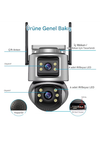 8mp Wifi Ptz Kameralar Dış Mekan 4k Çift Lens Çift Ekran Otomatik