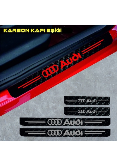 Audi S İçin Uyumlu Aksesuar Oto Kapı Eşiği Sticker Karbon 4 Adet