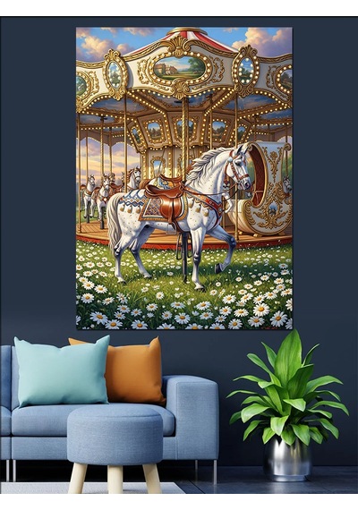 Ahşap Tablo Atlı Karınca Lunapark Eğlencesi
