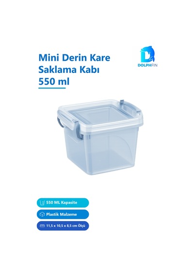 Mini Derin Kare Saklama Kabı 550 Ml Plastik Çok Renkli