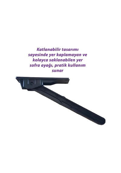 Katlanabilir Siyah Yer Sofra Ayağı Katlanır Yer Sofrası Sini Altı Plastik Ayak 22 Cm