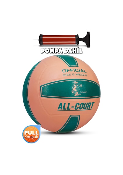 All Court Voleybol Topu Pompa Dahil Set Kauçuk Dikişsiz Yekpare Üretim İç Dış Mekan No:5 Pembe Pembe