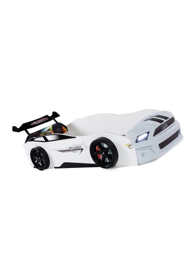 Bazalı Beyaz Arabalı Yatak Sport Mst Işıklı 90x190 Cm Bazalı Beyaz Arabalı Yatak Sport Mst Işıklı 90x190 Cm