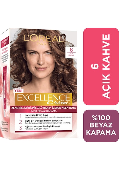 L'Oreal Paris Excellence Creme Açık Kahve Saç Boyası 6 L'Oreal Paris Excellence Creme Açık Kahve Saç Boyası 6