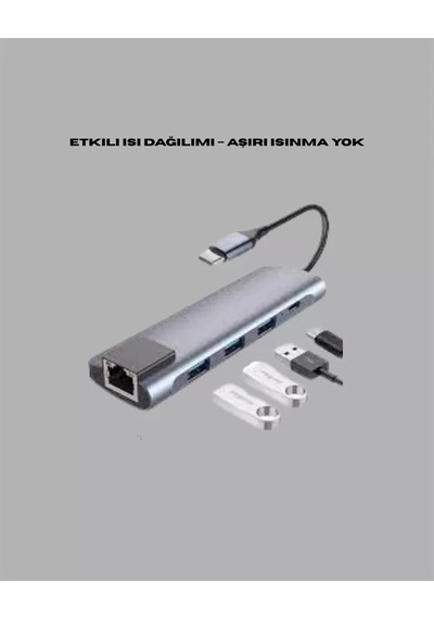Home Type C Dönüştürücü 2 Usb3.0, Sd/ms, 4k Hdmı & Rj45 İle Profesyonel Kullanım