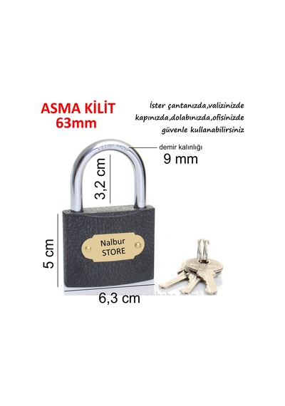 Meşem Dolap Kilidi Asma Kilit 63 MM