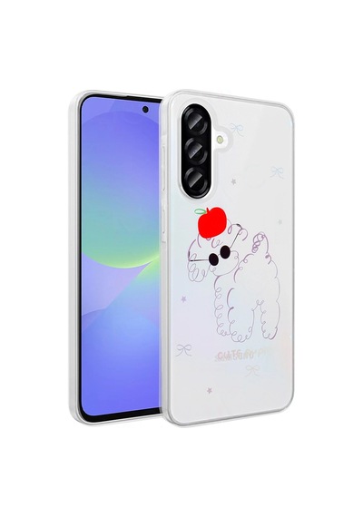 Samsung Uyumlu Galaxy A36 Kılıf Şeffaf Figürlü Zore Folk Sert Kapak Sevimli Köpek