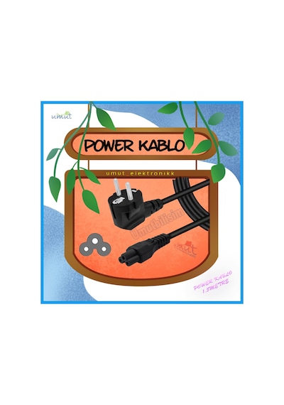 Notebook Laptop Şarj Adaptörü 3Lü Yonca Power Kablosu Güç 1.5 Mt
