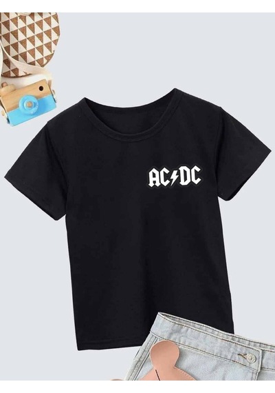 Noıssey Kod:vsk Siyah Çocuk T-shirt Kids-acdc-ön-arka-