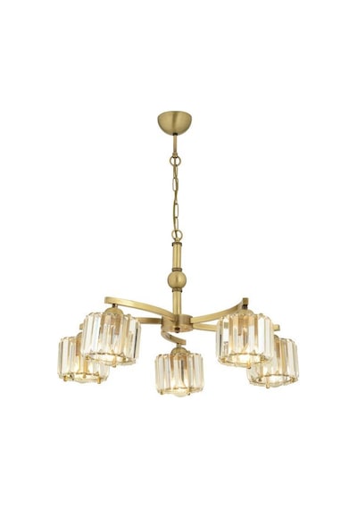 Amir 5 Kollu Eskitme Kristalli Taşlı Modern Tasarım Kristal Salon Avize