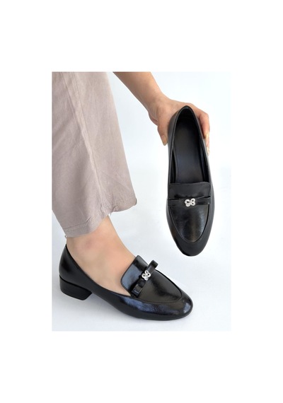 Look Shoes Owes Siyah Cilt Topuklu Ayakkabı Siyah