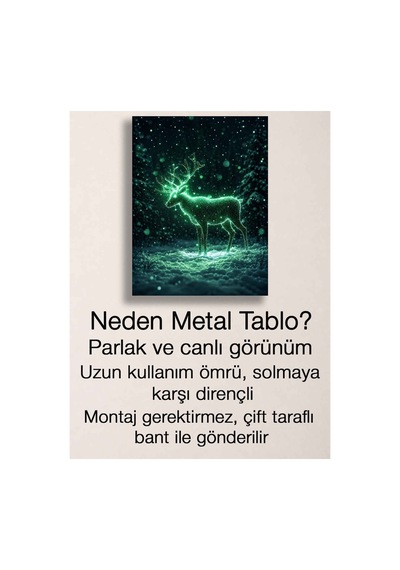 Geyik Ve Kar Baskılı Metal Tablo Wall Art Çok Renkli - 909182814 Çok Renkli - 909182814 Çok Renkli