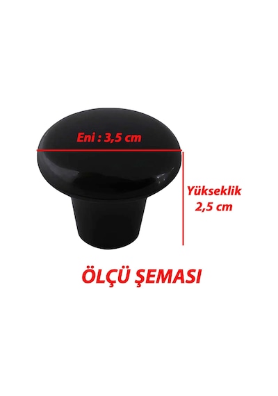 8 Adet Sert Plastik Mantar Düğme Kulp Siyah Dolap Mobilya Mutfak Dolabı Çekmece Kapak Kulpu Kulbu