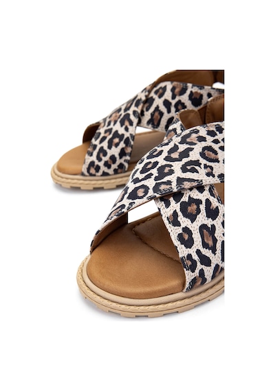 Tamer Tanca Kadın Vegan Bej Leopar Düz Sandalet 838 44205 Bn Sndlt Y23 Bej Leopar Bej