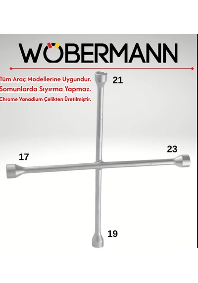 Wöbermann X Tipi Bijon Anahtarı 17-19-21-23 Mm Chrome Vanadium Çelik