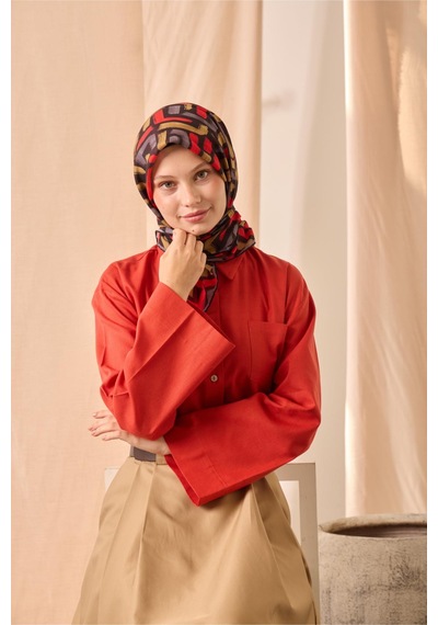 Silk Home Soft Eşarp 73096-03 Siyah, Mercan, Hardal, Eski Lavanta