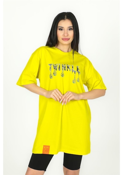 Twinkle Baskılı Oversize Tshirt Sarı-sarı Sarı