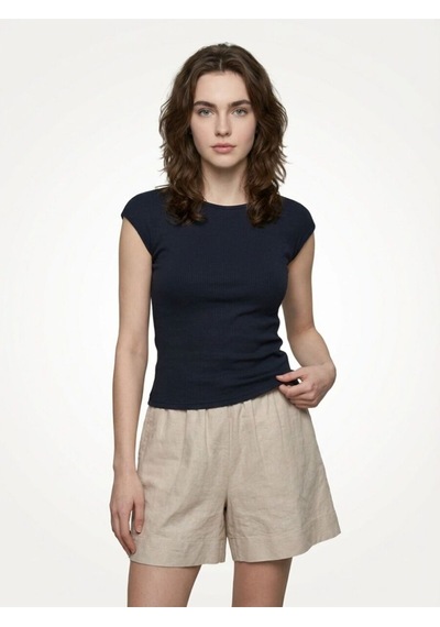 Slim Fit Kadın Tshirt K.kol Lacivert