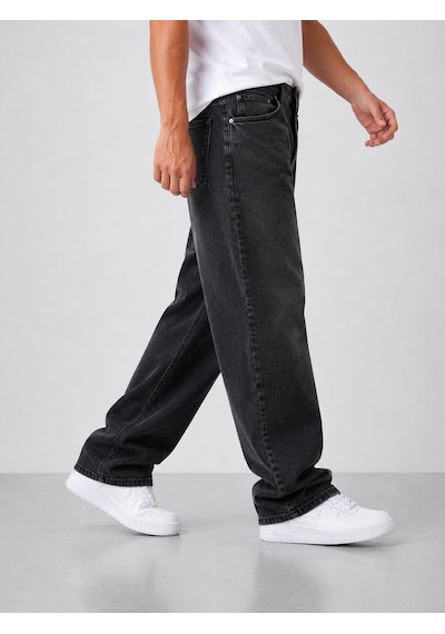 Classics Men Black Wood Denim Erkek Baggy Jean Pantolon 7748 Füme