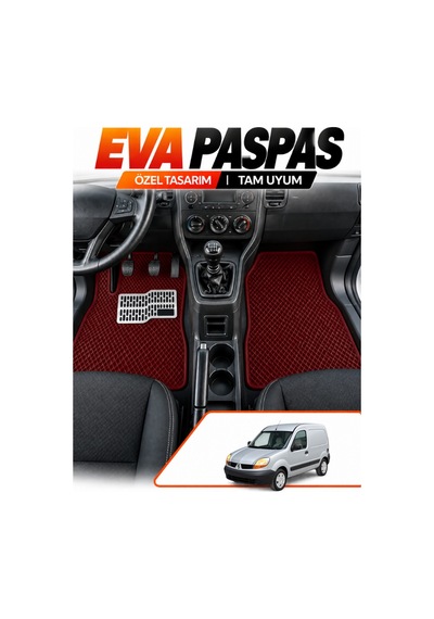 Renault Kangoo 1 Panelvan 1997-2007 Uyumlu Eva Paspas Metal Topukluklu Ön 2 Parça Bordo