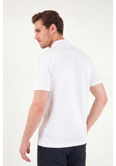 Buratti Pamuklu Regular Fit Göğüs Cepli Düğmeli Polo T Shirt Erkek Polo T Shirt 4565001 Beyaz