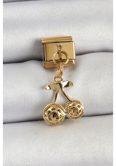 316l Çelik Sallantılı Zirkon Taşlı Fiyonk Model Gold Renk Nomination C316l Çelik Sallantılı Kiraz Model Gold Renk Nomination Charm Standart