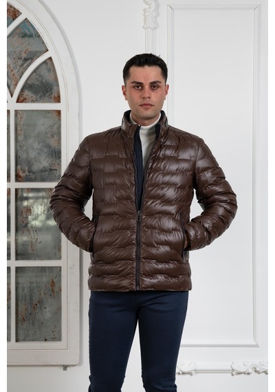 Regular Fit Dik Yaka Astarlı Kapitone Erkek Mont 001