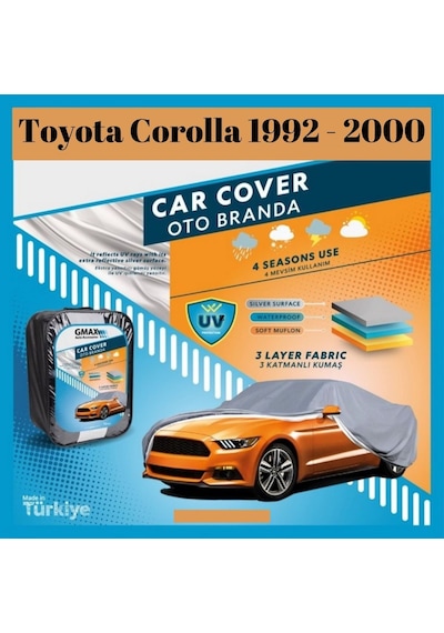 Toyota Corolla 1992 1993 1994 1995 1996 1997 1998 1999 2000 Uyumlu Oto Branda Su Geçirmez 4 Mevsimlik 1 Adet
