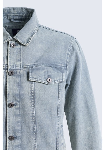 Hatemoğlu Gri Slim Fit Bebe Yaka Kot Ceket