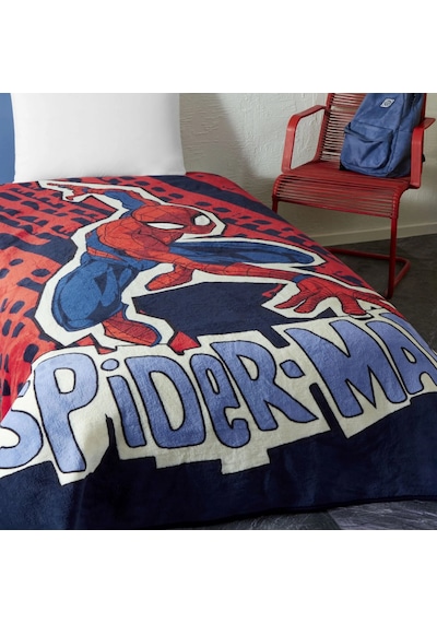 Lisanslı Spiderman Block Tek Kişilik Battaniye Beyaz