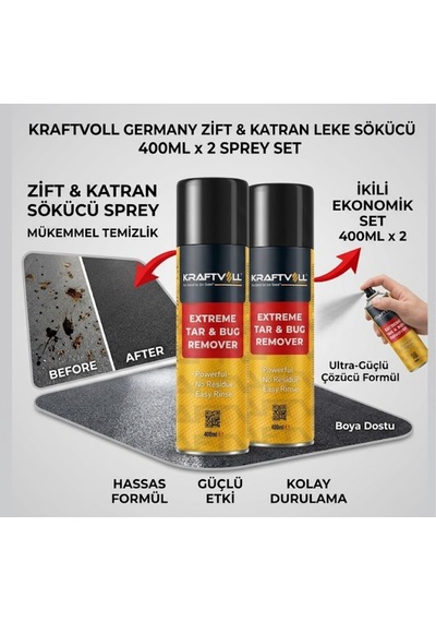 Zift Katran Ve Yapışkan Leke Sökücü Sprey 400 Ml X 2 Adet - İkili Ekonomik Set