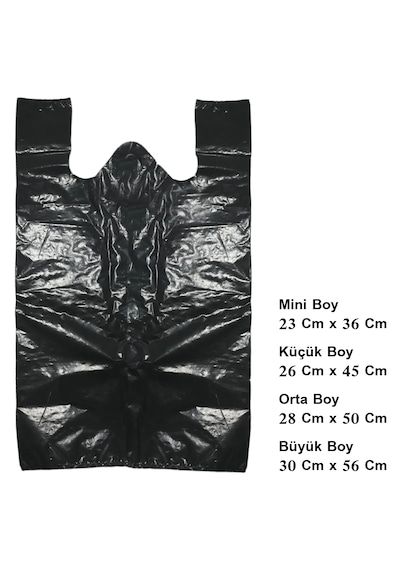Küçük Boy Siyah Poşet Tekel Market Poşeti 1 KG 26 x 44 CM 80'li
