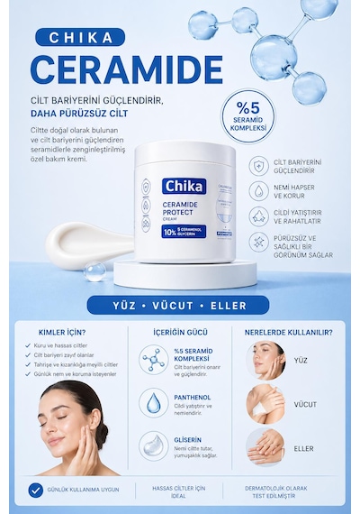 Chika Med + Ceramide Cilt Bariyeri Güçlendirici Nemlendirici Krem 400 Ml